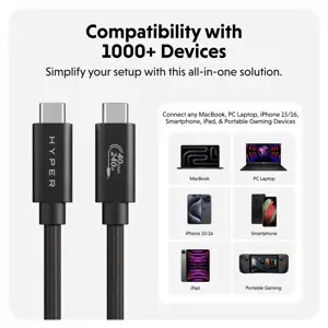 Hyper | HyperDrive Next USB4 Type-C Performance Cable, 1.2 m | HD6500BKGL