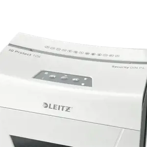 "Leitz IQ Protect Premium" popieriaus smulkintuvas 10X P4, 18 L, jutiklinis, 10 lapų, P-4, pilkas, baltas, 80 g/m²