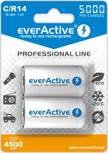 Įkraunamos baterijos everActive Ni-MH R14 C 5000 mAh Professional Line