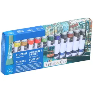 Aliejiniai dažai 12 ml tūbelėse, 12 spalvų