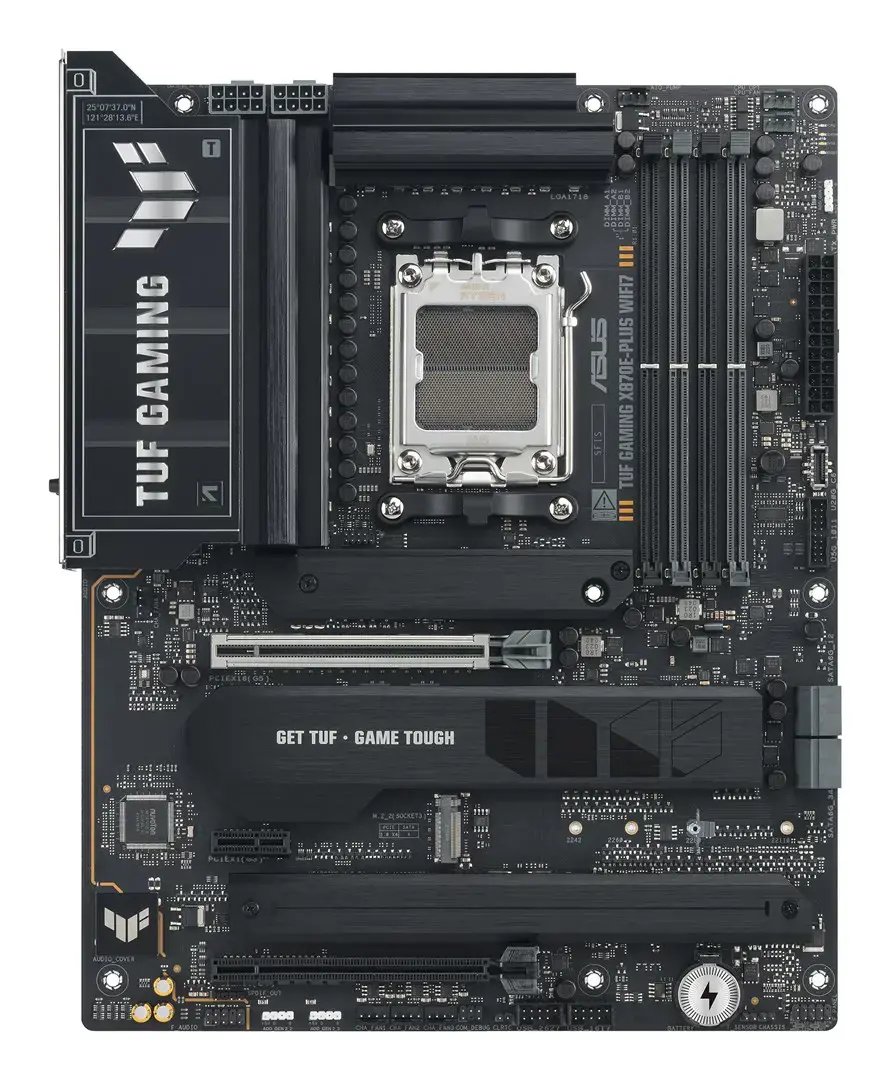 Mainboard ASUS AMD X870E SAM5 ATX Memory DDR5 Memory slots 4 1xPCI-Express 3.0 1x 1xPCI-Express 4.0 16x 1xPCI-Express 5.0 16x 4xM.2 1xHDMI 4xUSB 2.0 7xUSB 3.2 2xUSB-C 1xRJ45 3xAudio port TUFGAMX870E-PLUSWIFI7