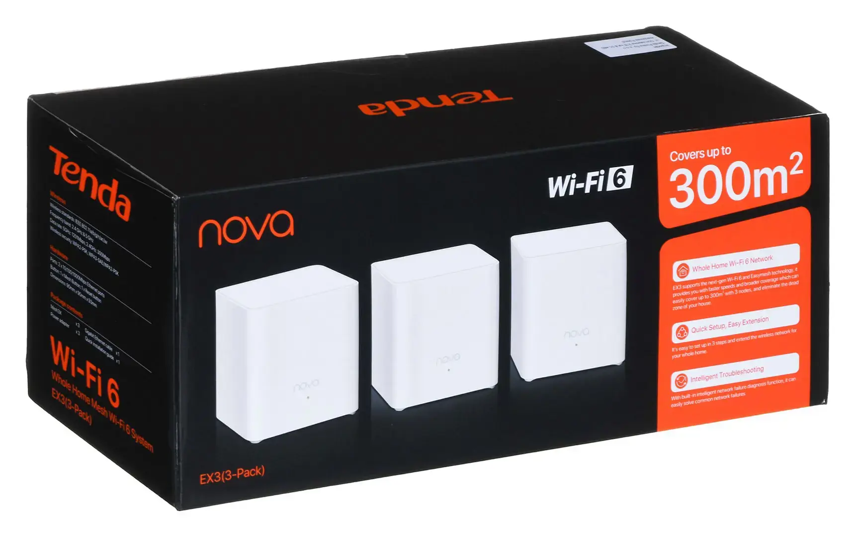 Tenda EX3-3 mesh wi-fi system Dual-band (2.4 GHz / 5 GHz) Wi-Fi 6 (802.11ax) White 1 Internal