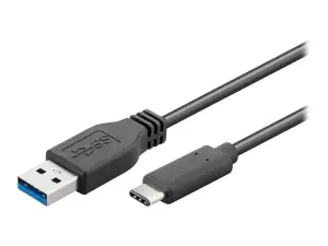 "Goobay" sinchronizavimo ir įkrovimo itin greitas USB-C ir USB A 3.0 įkrovimo kabelis 67999 Apvalus kabelis, USB-C vyriškas, USB 3.0 vyriškas (A tipo), juodas, 0,5 m