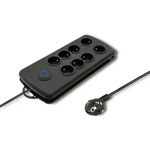 QOLTEC 50161 Qoltec Apsaugos nuo viršįtampių greitasis jungiklis 8 lizdai juodi 2,5 m