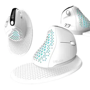 Belaidė vertikali pelė "Delux M618XSD BT+2.4G RGB" (balta)