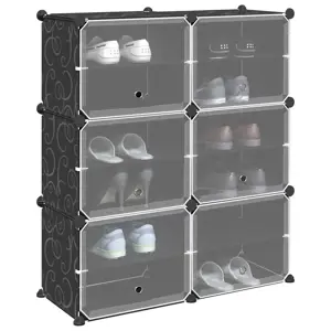 Storage Cube Organizer su 6 kubeliais ir durelėmis juodas PP