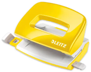 "Leitz NeXXt" perforatorius WOW Mini su 2 skylutėmis / 10 lapų, 10 lapų, geltonas, metalinis, plast…