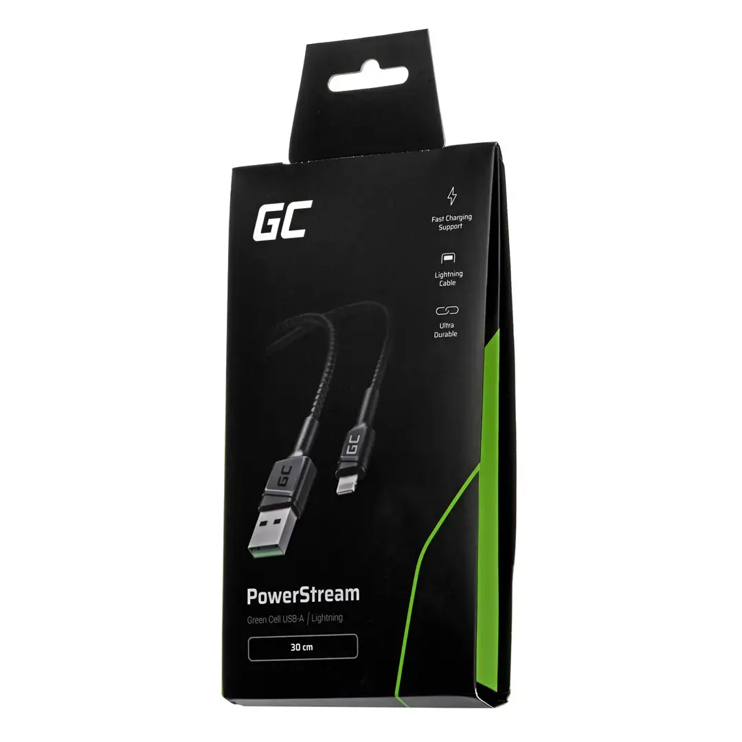 GREENCELL kabelis GC PowerStream USB-A - Lightning 30cm Apple 2.4A