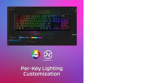 "HyperX Alloy Origins PBT HX Red" - mechaninė žaidimų klaviatūra, pilno dydžio (100%), USB, mechaninė, QWERTY, RGB LED, juoda