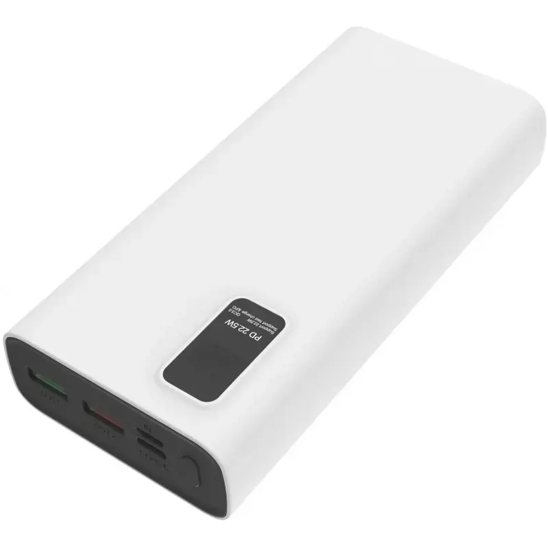 Platinet power bank 20000mAh PD QC LED, baltos spalvos