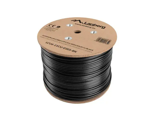LANBERG LCU6-21CU-0305-BK Lanberg UTP daugiasluoksnis kabelis CU OUTDOOR, kat. 6, 305 m, juodas
