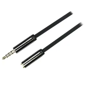 Mob. telefono kabelis DELTACO garso, ilgintuvas 3.5mm 4pin, 0.5m, juodas lankstus / AUD-150