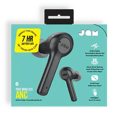 Ausinės "Jam Earbuds TWS ANC Wireless in-ear", "Bluetooth", juodos spalvos