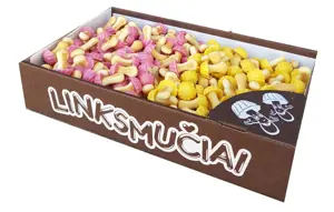 Sausainiai  LINKSMUČIAI, vaisių skonio asorti grybukai, 1 kg
