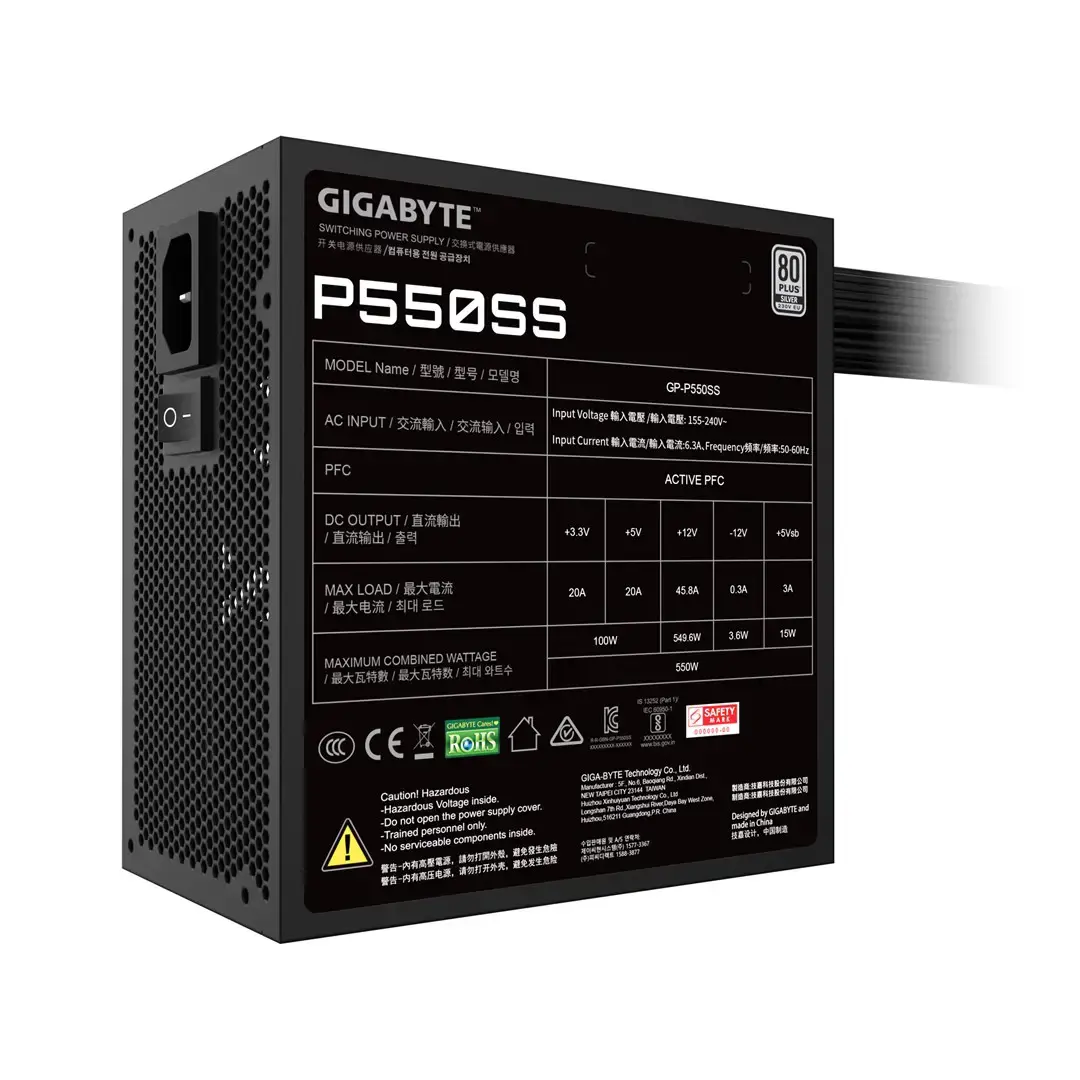 Maitinimo blokas GIGABYTE GP-P550SS, 550 W, 80 PLUS SILVER