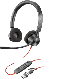 POLY Blackwire 3320 Stereo Microsoft Teams Certified USB-C Headset +USB-C/A Adapter, Wired, 20 - 20…
