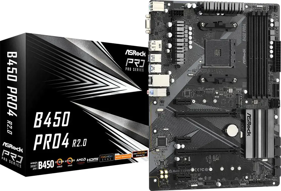 ASROCK B450 PRO4 R2.0 AM4 DDR4 4xSATA 1xM.2 ATX MB