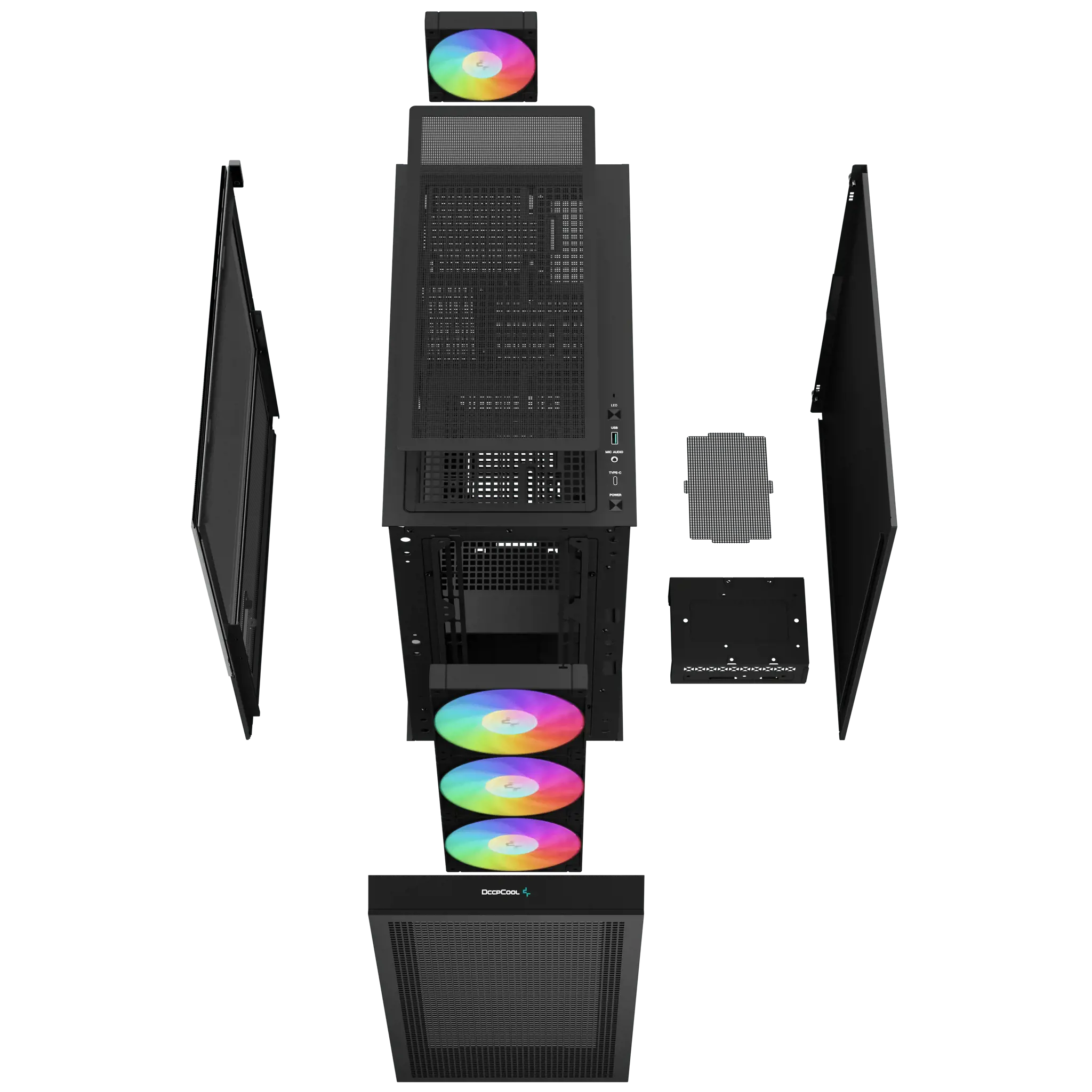 "DeepCool CH560 DIGITAL", "Midi Tower", Kompiuteris, Juoda, ATX, EATX, "micro ATX", Mini-ITX, ABS, Plienas, Grūdintas stiklas, Multi