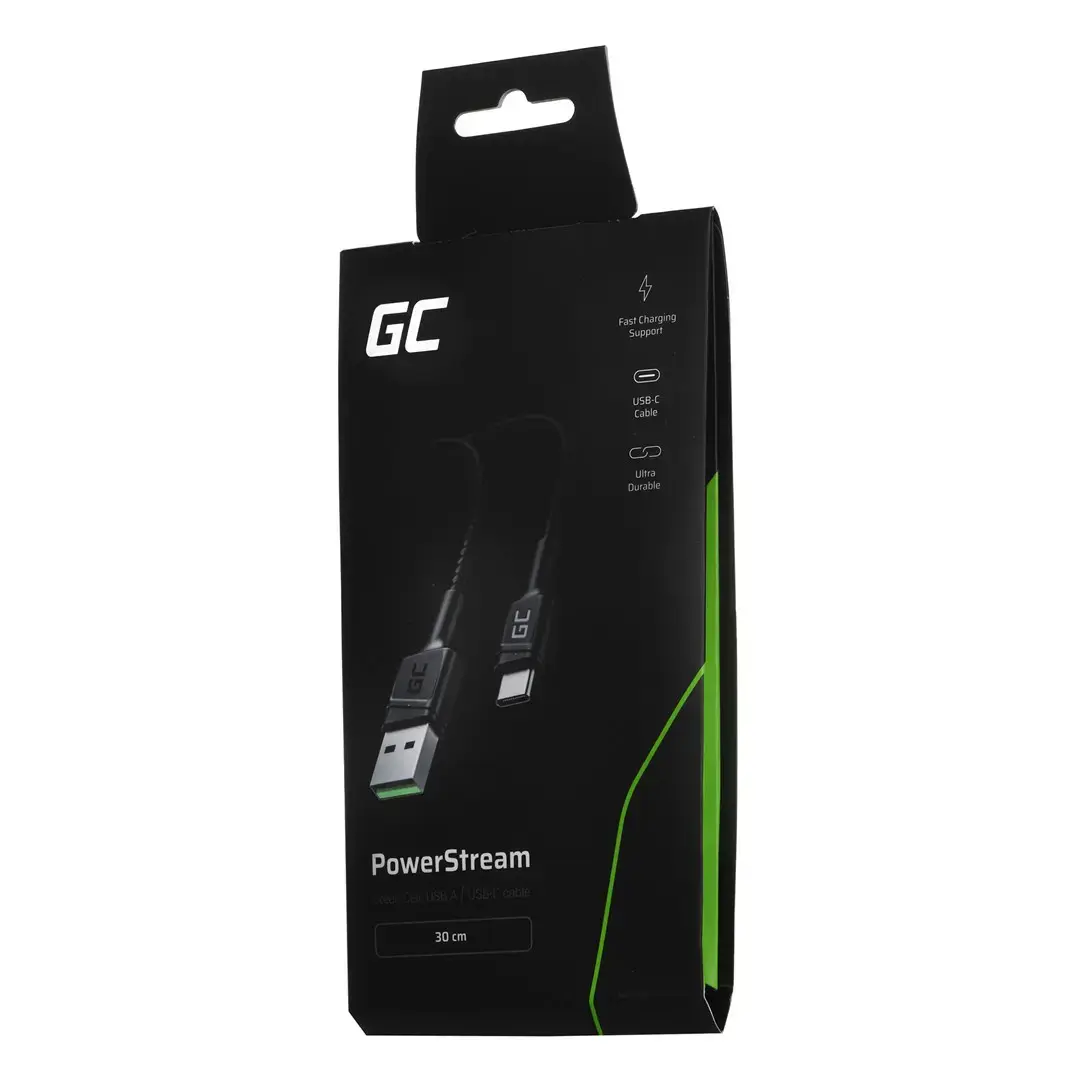 Green Cell GC PowerStream Fast Charging Ultra Charge USB-A Male - USB-C Male Cable 30cm