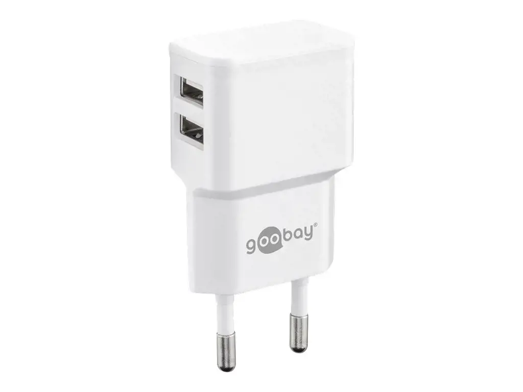 "Goobay" dvigubas USB įkroviklis 44952 2,4 A, 2 USB 2.0 moterys (A tipo), baltas, 12 W
