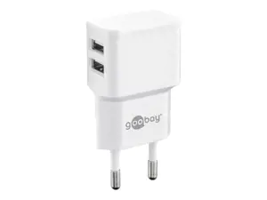 "Goobay" dvigubas USB įkroviklis 44952 2,4 A, 2 USB 2.0 moterys (A tipo), baltas, 12 W