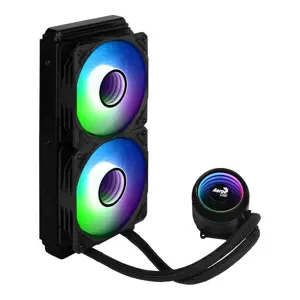 "Aerocool" MIRAGEL240 CPU aušinamas skysčiu 2x 12 cm ARGB ventiliatorius TDP 400 W, juodas, "viskas viename" aušintuvas su skysčiu, 72,2 cfm, juodas