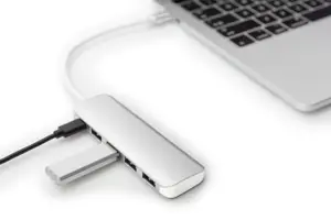 DIGITUS DA-70242-1 DIGITUS HUB 4 prievadų USB 3.0 SuperSpeed su C tipo Power Delivery aliuminiu