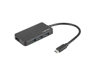 NATEC NHU-1343 "Natec" USB 3.0 šakotuvas, 4 prievadai, juodas, USB-C