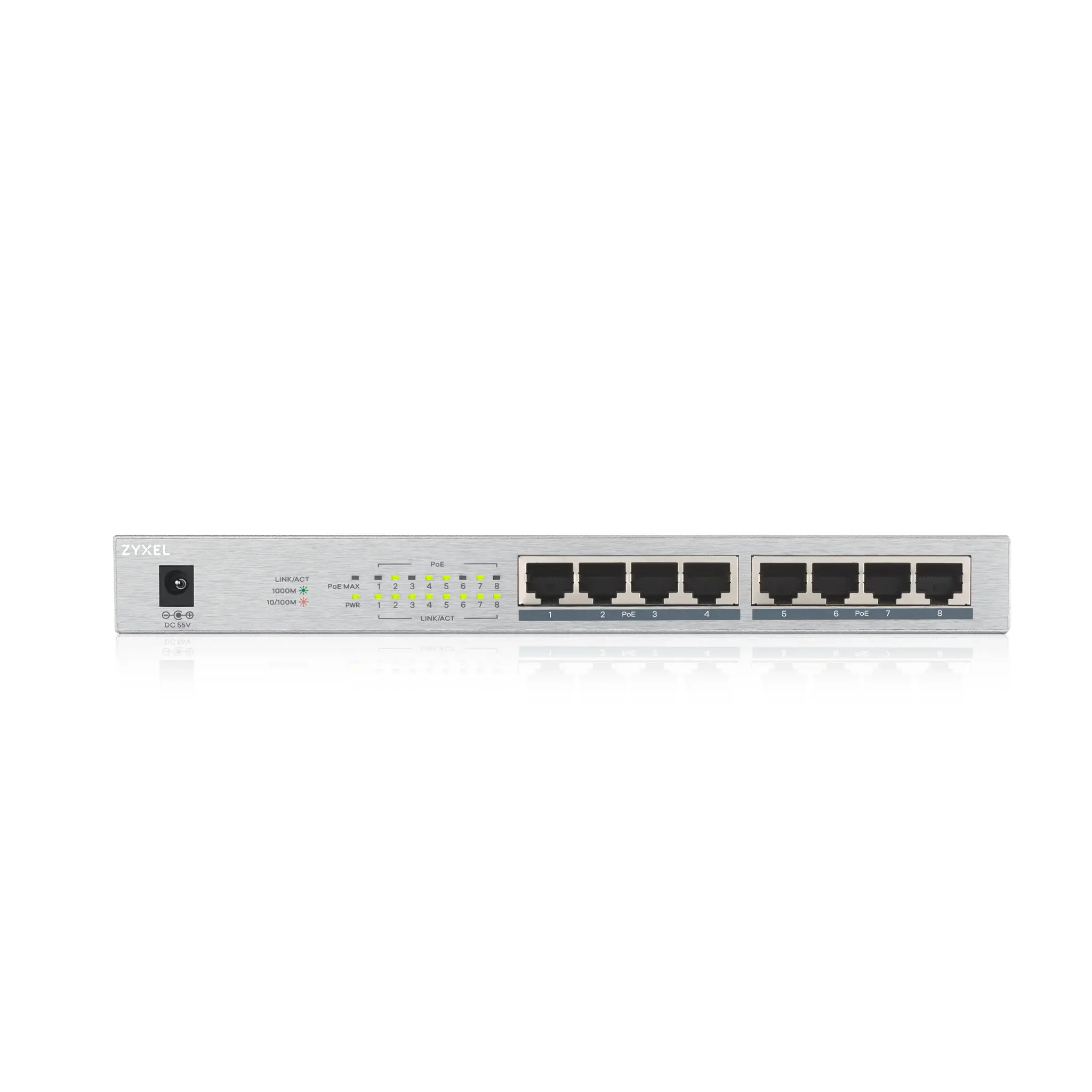 Zyxel GS1008HP, nevaldomas, Gigabit Ethernet (10/100/1000), maitinimas per Ethernet (PoE)