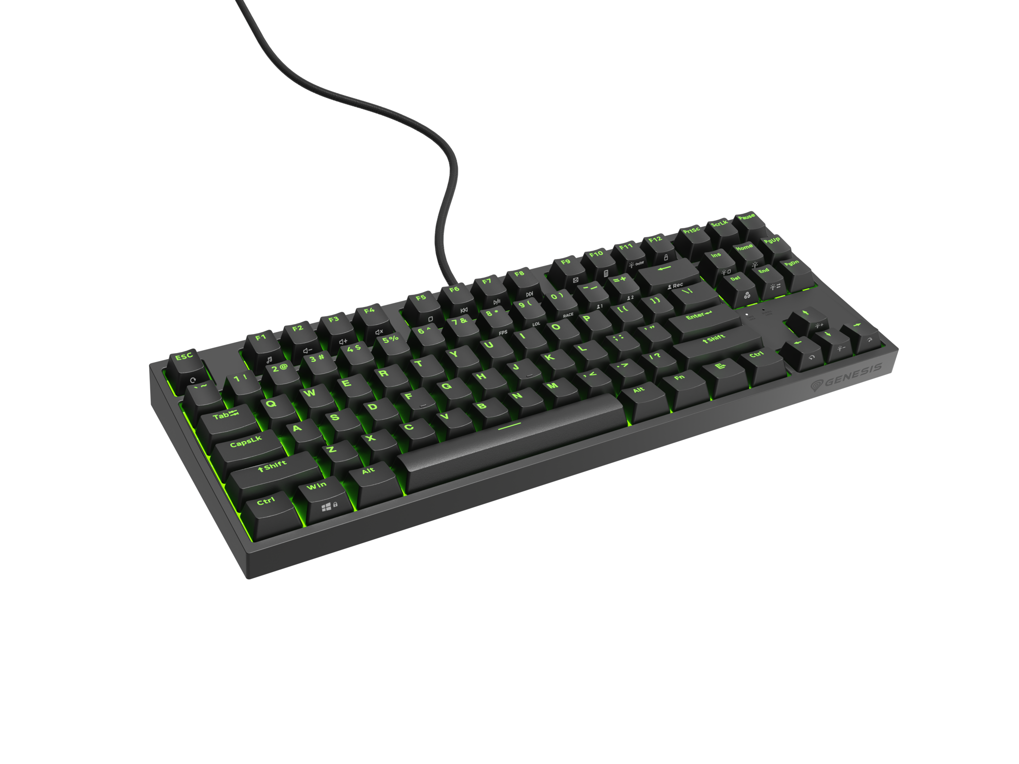 "Genesis" mechaninė žaidimų klaviatūra THOR 404 TKL RGB mechaninė žaidimų klaviatūra Laidinė JAV Gateron Yellow Pro USB Type-A 1005 g