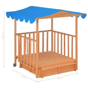 Vaikų žaidimų namelis su smėlio dėže, mėlynas, tuopos mediena
