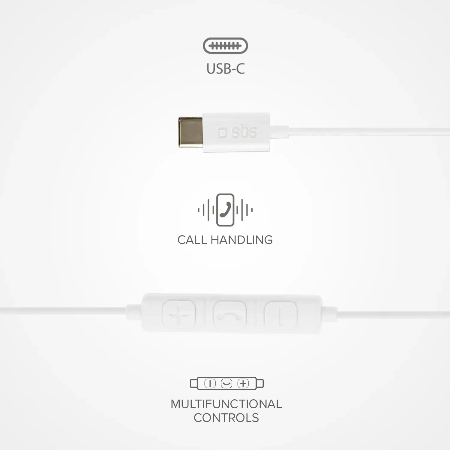 SBS earphones Studio Mix 65c USB-C, white