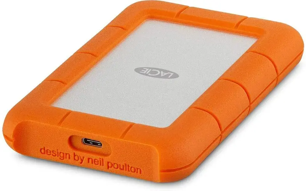 LACIE RUGGED 5TB USB-C USB3.0 Atsparus kritimui, sutraiškymui ir lietui, skirtas naudoti bet kokioje vietovėje, oranžinis