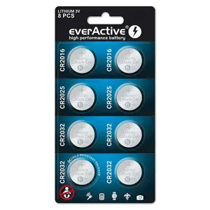 8 ličio baterijų rinkinys everActive 4 x CR2032, 2 x CR2025, 2 x CR2016