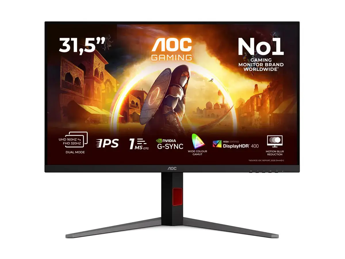 AOC U32G4U | 32 " | Fast IPS | UHD | 16:9 | 160 Hz | 1 ms | 3840 x 2160 pixels | 450 cd/m² | HDMI ports quantity 2 | Black