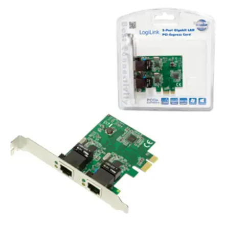Logilink PC0075, 2 prievadų Gigabit PCI Express tinklo kortelė Logilink 2 x Gigabit Lan (RJ 45) PCIe