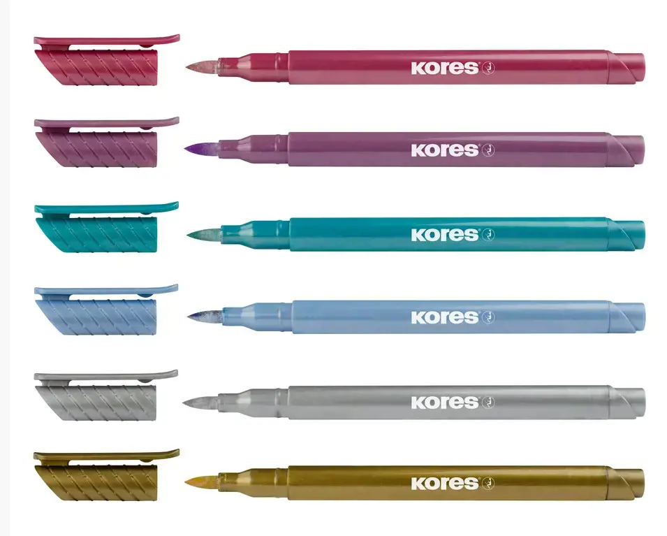 Žymeklių rinkinys KORES Metallic Style, 6 metalizuotos spalvos