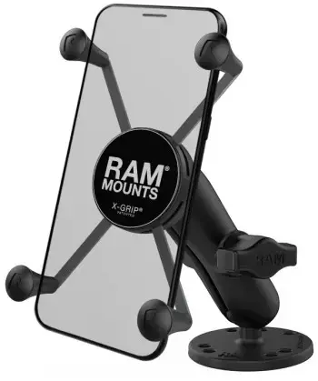 "RAM Mounts X-Grip" didelis telefono laikiklis su gręžtiniu pagrindu, mobilusis telefonas / išmanusis telefonas, aktyvus laikiklis, viduje, lauke, juodas
