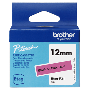Brother BTAG-P31, Black on pink, Philippines, 5 year(s), Brother, P-touch PT-N10, PT-N20, PT-N25BT,…