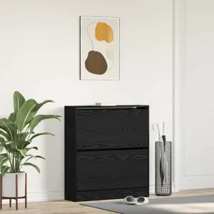 Batų spinta juoda ąžuolo 80 x 21 x 87.5 cm Apdirbta mediena
