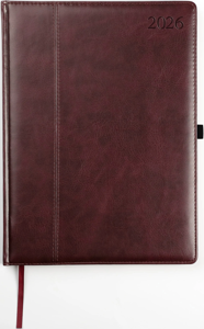 Kalendorius AMBASSADOR BLACK EDITION 2026, PU, A4, tamsiai ruda (Baltic)
