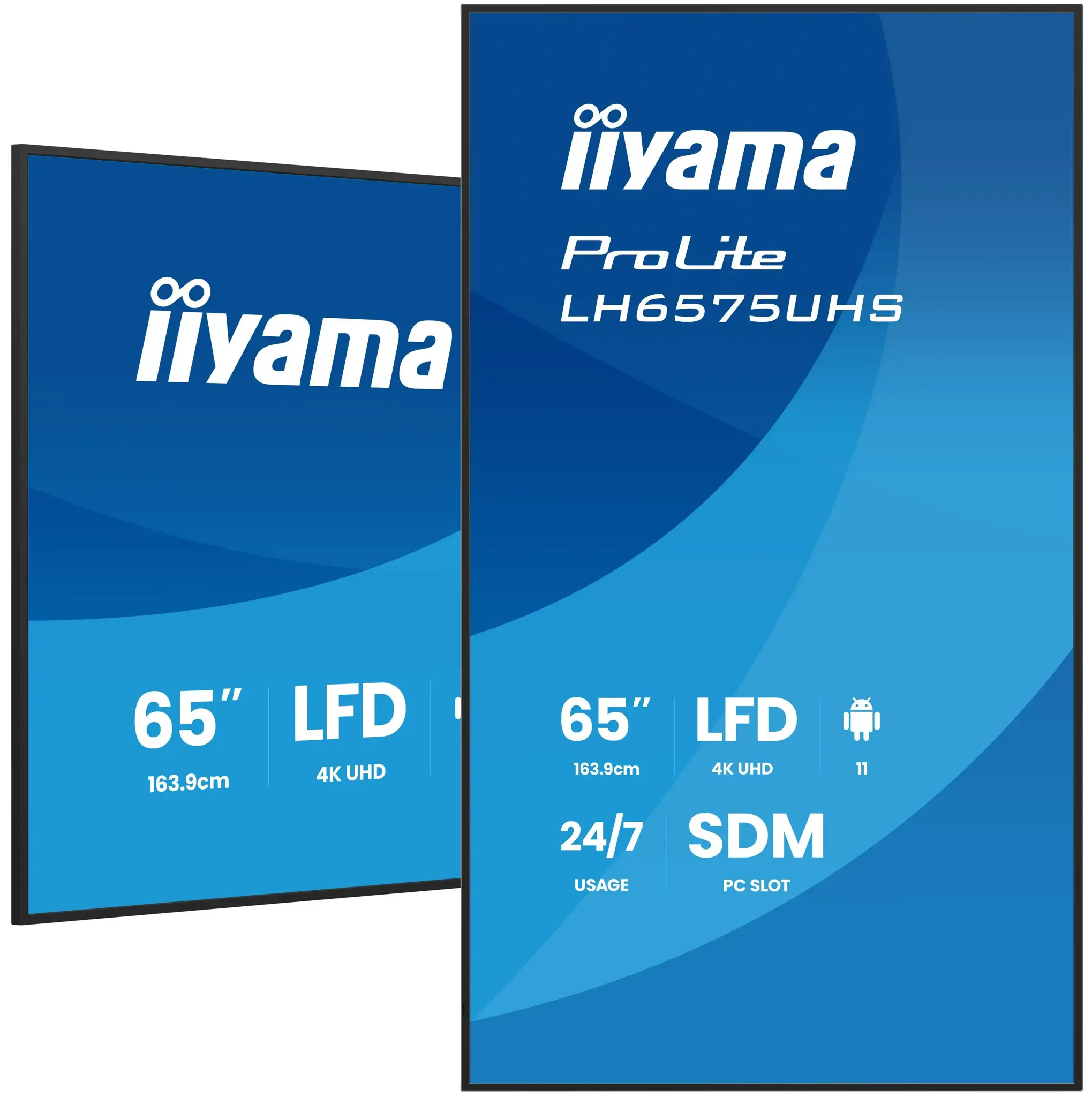 LH6575UHS-B2AG 65" 4K UHD Professional Digital Signage 24/7 display featuring Android OS, FailOver and Intel® SDM slot