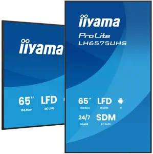 LH6575UHS-B2AG 65" 4K UHD Professional Digital Signage 24/7 display featuring Android OS, FailOver and Intel® SDM slot
