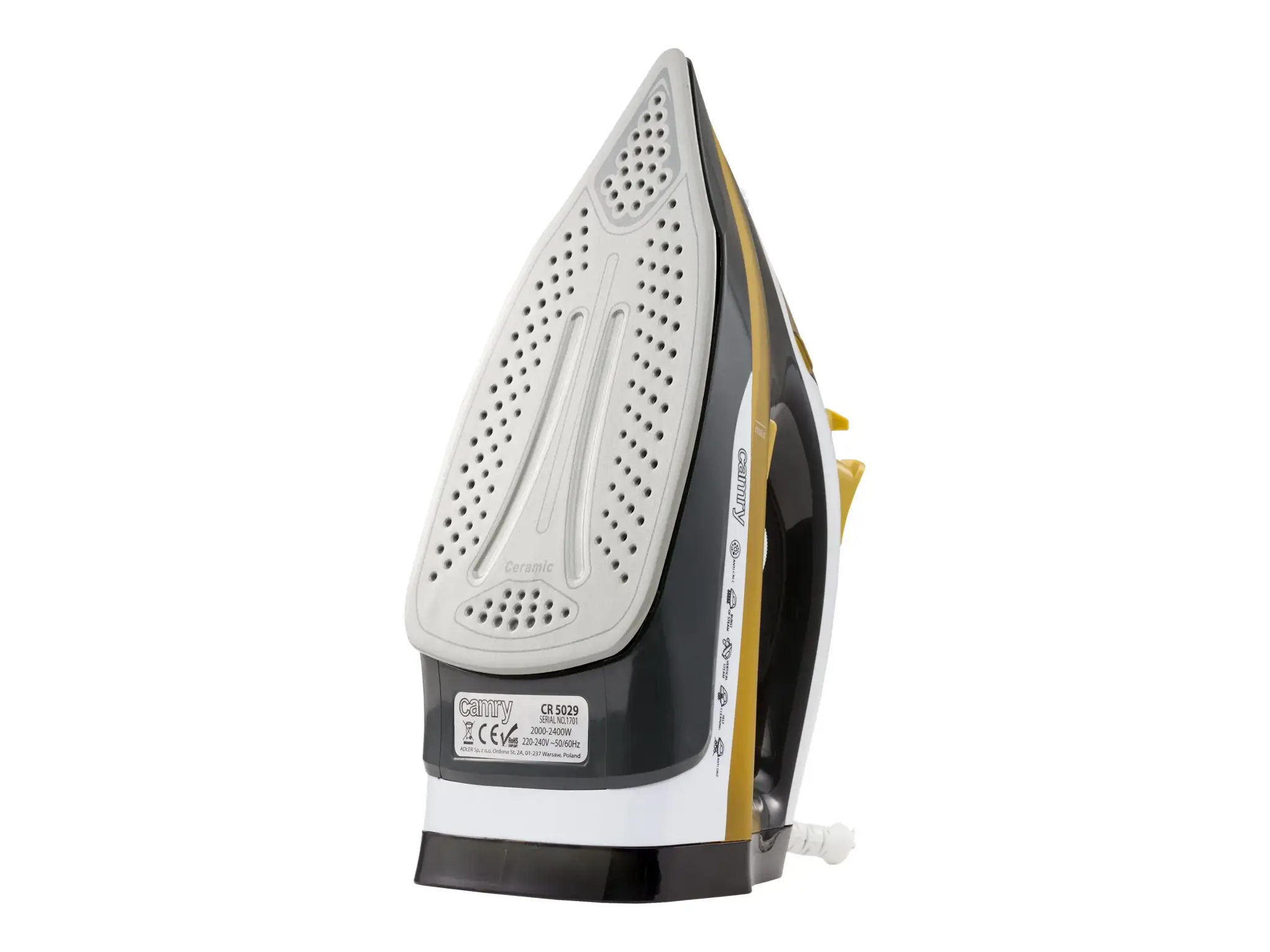 Camry CR 5029 lygintuvas Garinis lygintuvas juodas, geltonas 2400 W