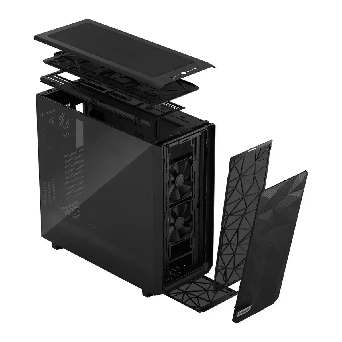 "Fractal Design Meshify 2 XL Light" grūdintas stiklas, kompiuteris, juodas, ATX, EATX, micro ATX, Mini-ITX, SSI CEB, plienas, grūdintas stiklas, žaidimų, 18,5 cm