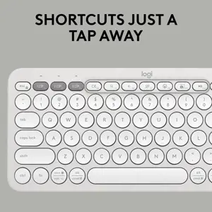 Logitech Pebble 2 Combo, Wireless, RF Wireless + Bluetooth, Scissor key switch, QWERTY, White, Mouse included