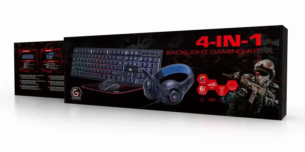 GEMBIRD 4-in-1 žaidimų rinkinys su foniniu apšvietimu "Ghost" JAV išdėstymas