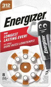 Energizer hearing aid battery Zinc Air AZ312DP8 TL8