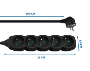 Esperanza ELK208K Power strip 5GN/3M Black