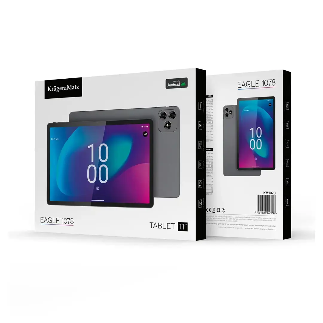 Krüger&Matz KM1078 tablet 6 GB RAM 128 GB Octa-Core (10,95") Wi-Fi 5 (802.11ac) Android 15